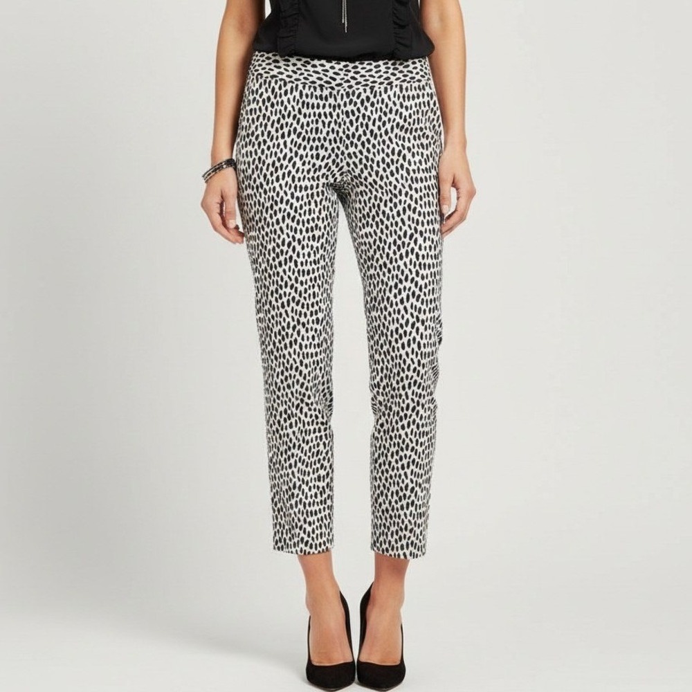 Talbots 14 Slim Crop Pants Spot Dalmatian Print Animal Career Trouser Twee Work